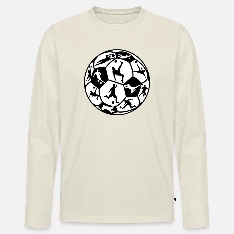 Fußball - Männer Premium Bio Langarmshirt - Naturweiß