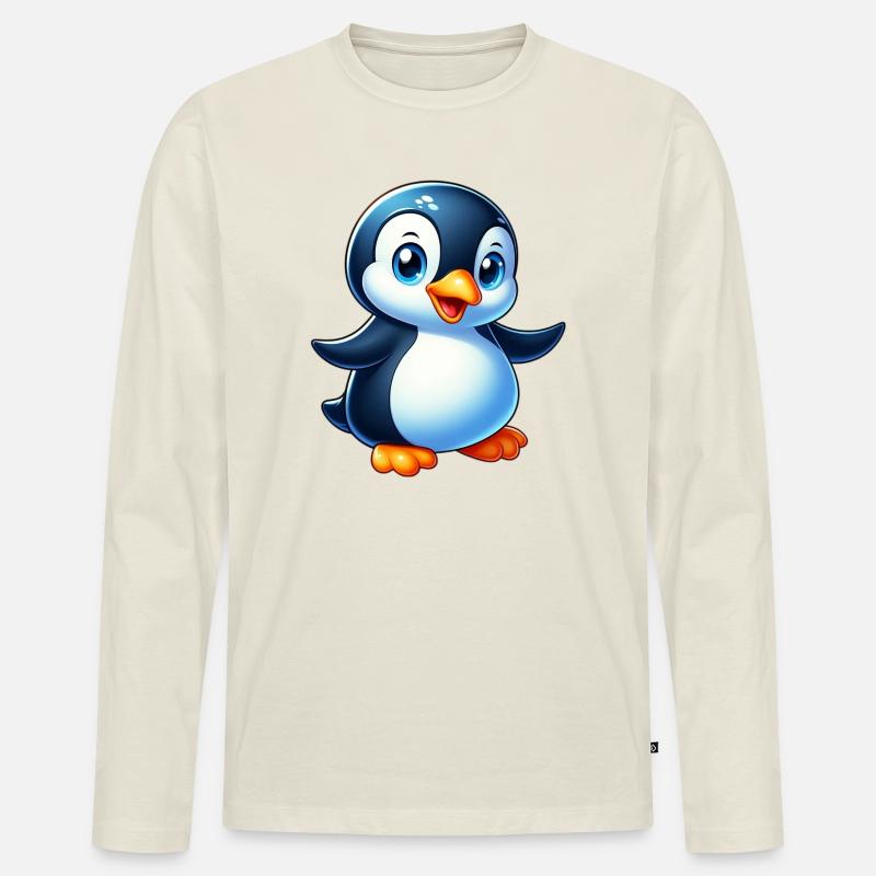 Pinguin - Männer Premium Bio Langarmshirt - Naturweiß