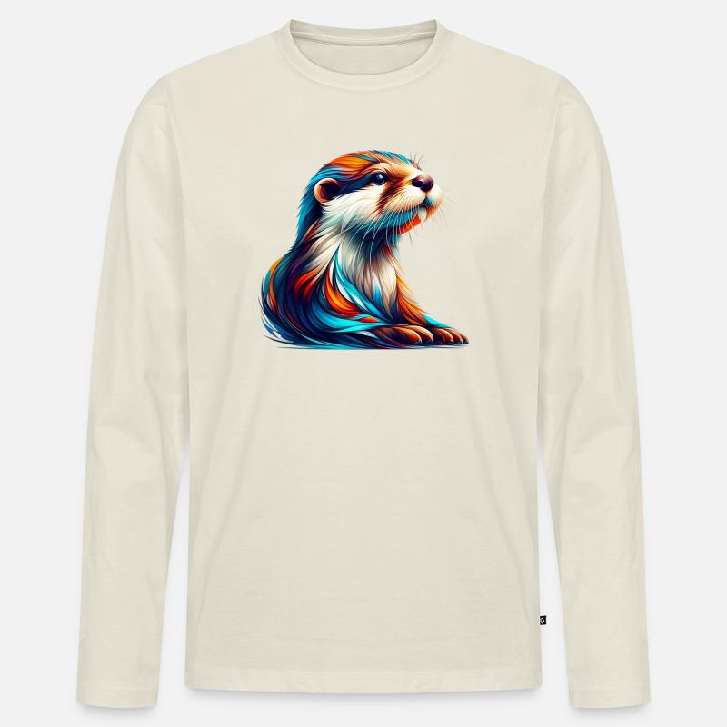 Otter - Männer Premium Bio Langarmshirt - Naturweiß
