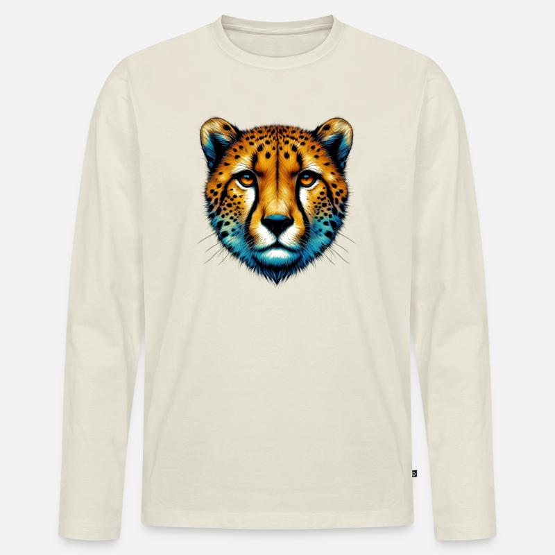 Gepard - Männer Premium Bio Langarmshirt - Naturweiß
