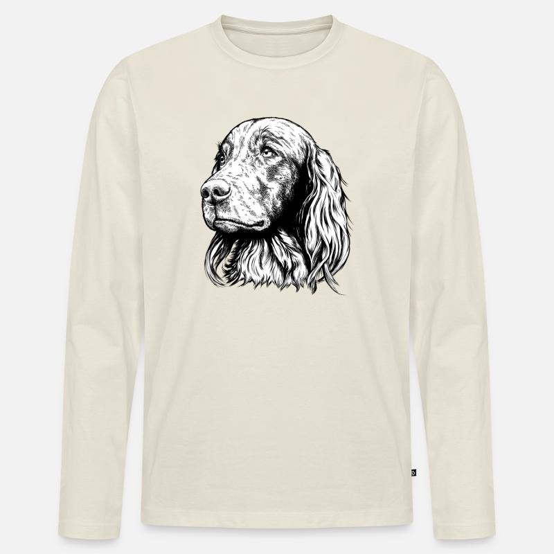 Irish Setter Portrait - Männer Premium Bio Langarmshirt - Naturweiß