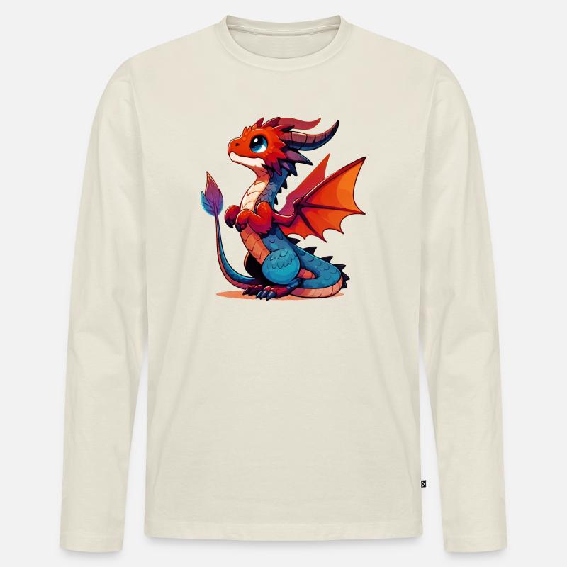 Drache - Männer Premium Bio Langarmshirt - Naturweiß
