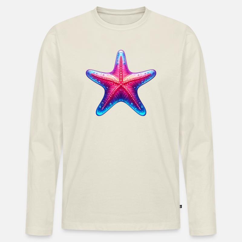 Seestern - Männer Premium Bio Langarmshirt - Naturweiß