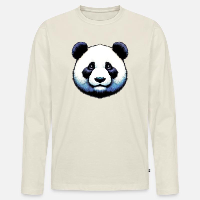 Panda - Männer Premium Bio Langarmshirt - Naturweiß