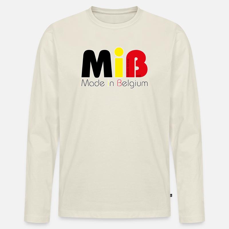 MiB Made in Belgium – Version 2018 - Männer Premium Bio Langarmshirt - Naturweiß