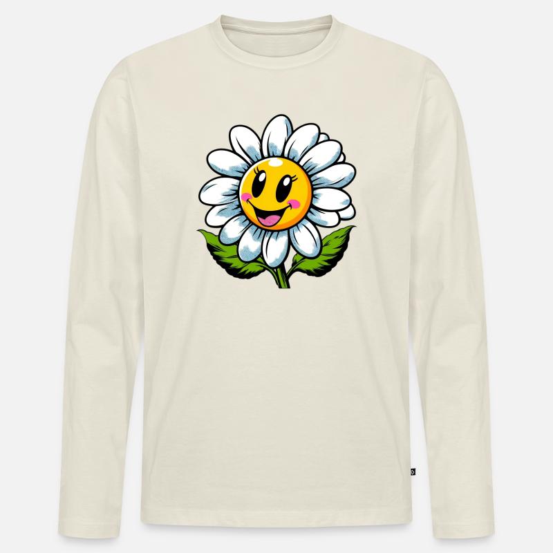 Gänseblümchen - Männer Premium Bio Langarmshirt - Naturweiß