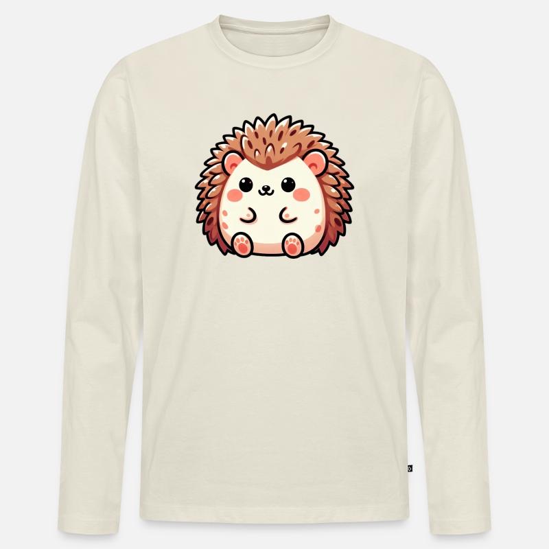 Igel - Männer Premium Bio Langarmshirt - Naturweiß