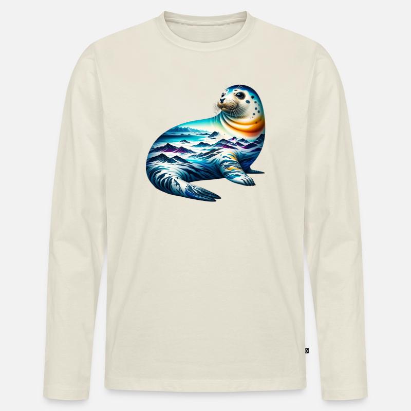 Siegel - Männer Premium Bio Langarmshirt - Naturweiß