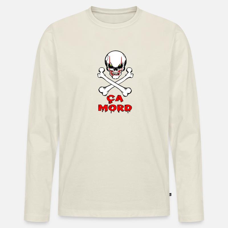 Er beißt - Männer Premium Bio Langarmshirt - Naturweiß