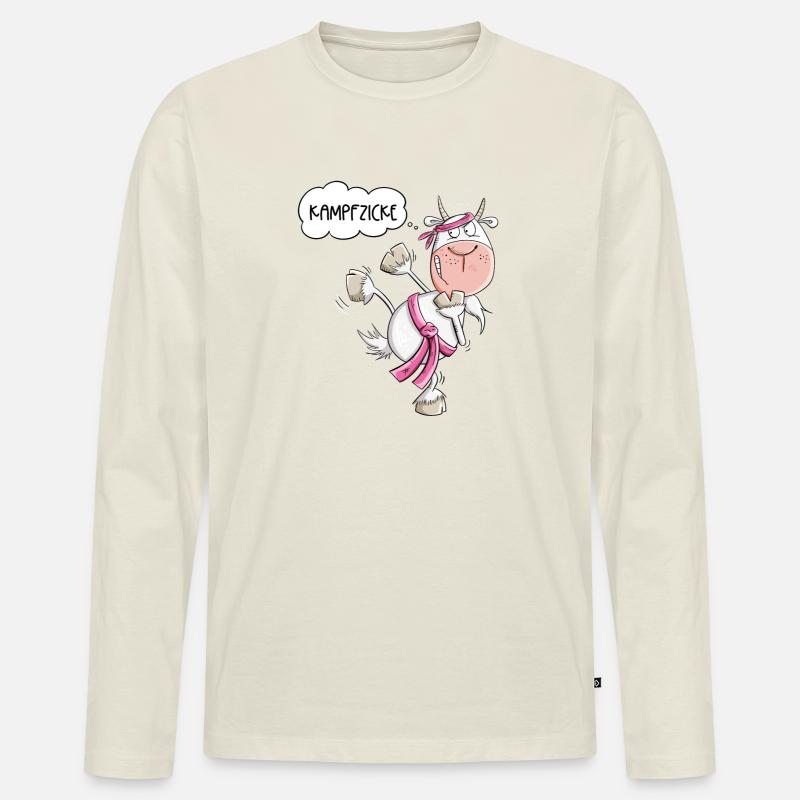 Karate Ziege Kampfsport Spruch - Männer Premium Bio Langarmshirt - Naturweiß