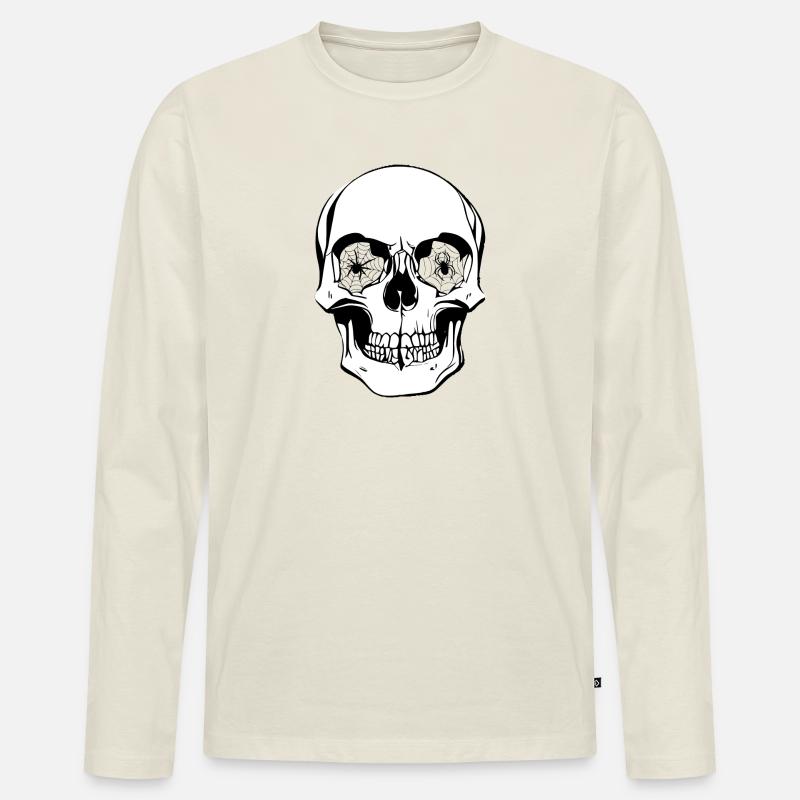 Schädel - Männer Premium Bio Langarmshirt - Naturweiß