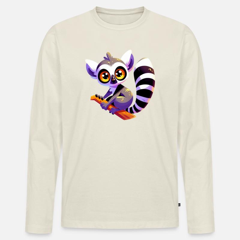 Lemur - Männer Premium Bio Langarmshirt - Naturweiß