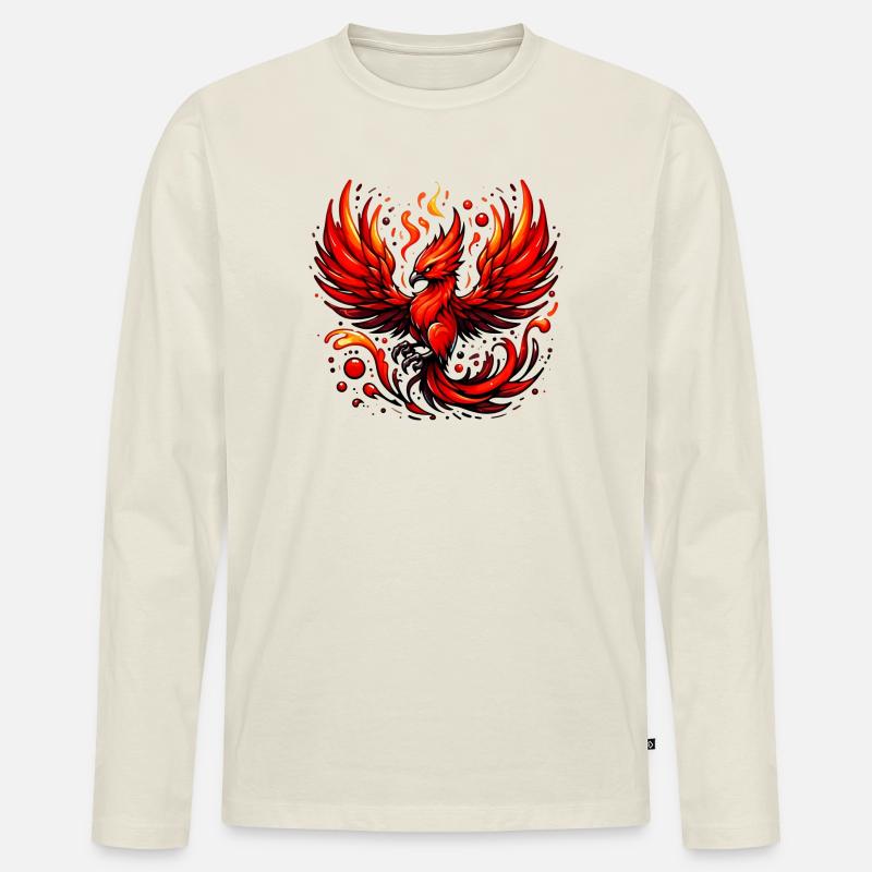 Roter Phönix - Männer Premium Bio Langarmshirt - Naturweiß