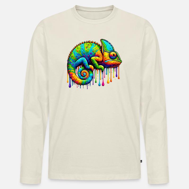 Chamäleon - Männer Premium Bio Langarmshirt - Naturweiß