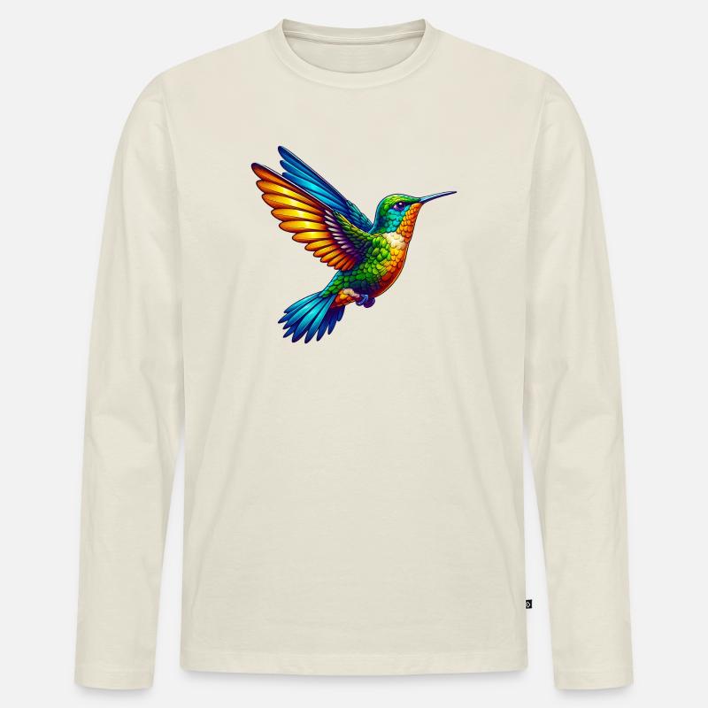 Kolibri - Männer Premium Bio Langarmshirt - Naturweiß