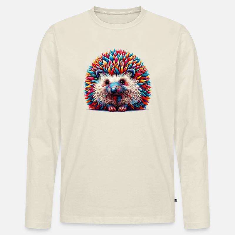 Igel - Männer Premium Bio Langarmshirt - Naturweiß