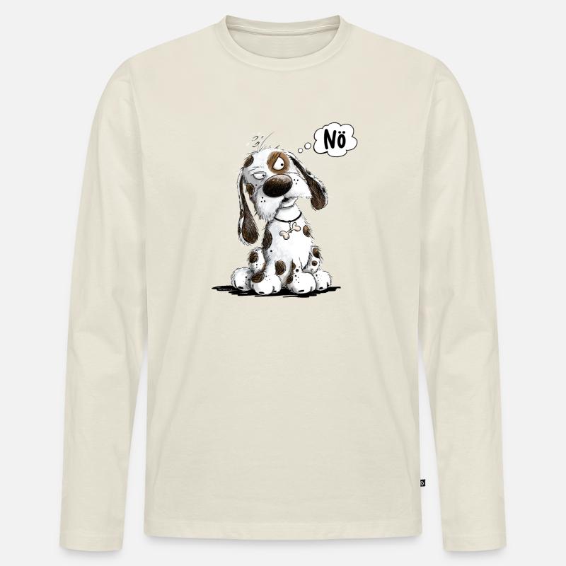 Nö Hund Spruch Statement Mürrisch - Männer Premium Bio Langarmshirt - Naturweiß