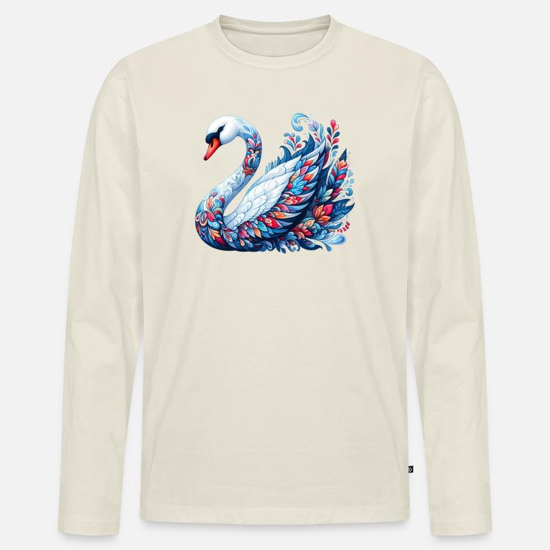 Schwan - Männer Premium Bio Langarmshirt - Naturweiß