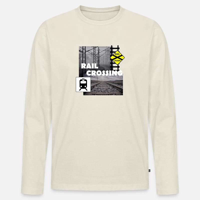 RAIL CROSSING - Männer Premium Bio Langarmshirt - Naturweiß