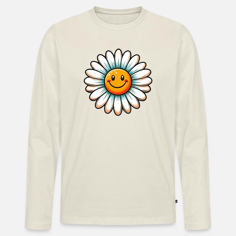 Gänseblümchen - Männer Premium Bio Langarmshirt - Naturweiß