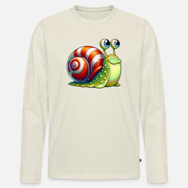 Schnecke - Männer Premium Bio Langarmshirt - Naturweiß