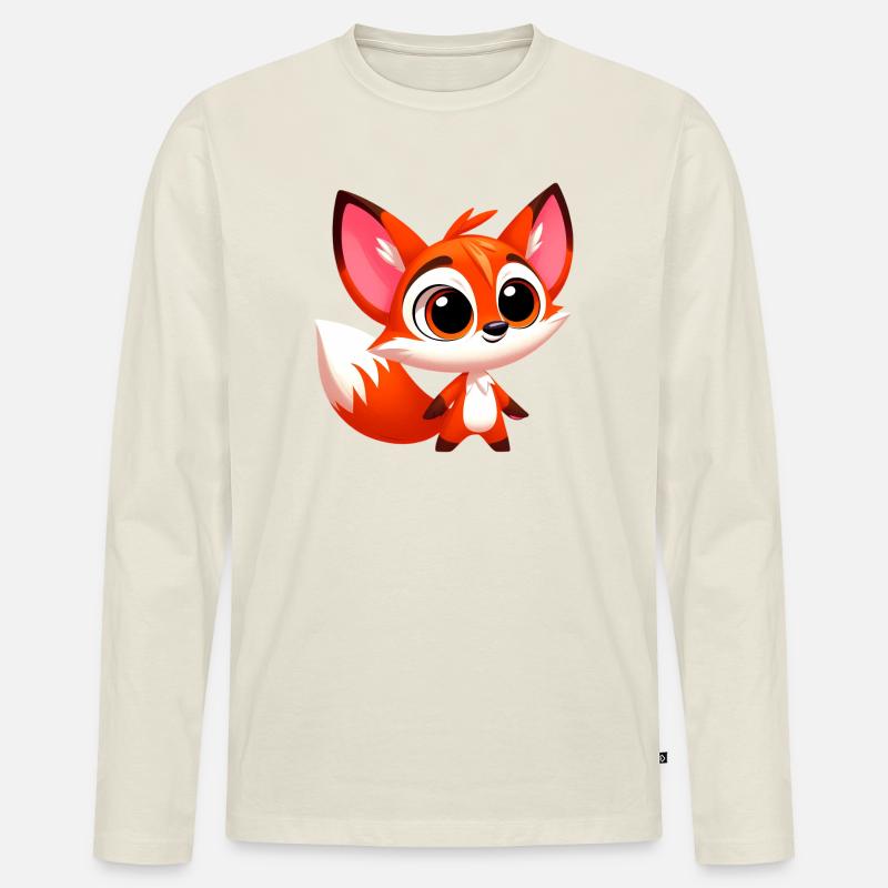 Fuchs - Männer Premium Bio Langarmshirt - Naturweiß