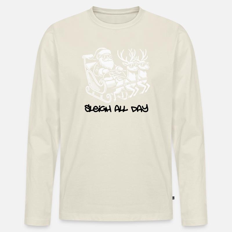 Cooler Santa – Sleigh All Day - Männer Premium Bio Langarmshirt - Naturweiß