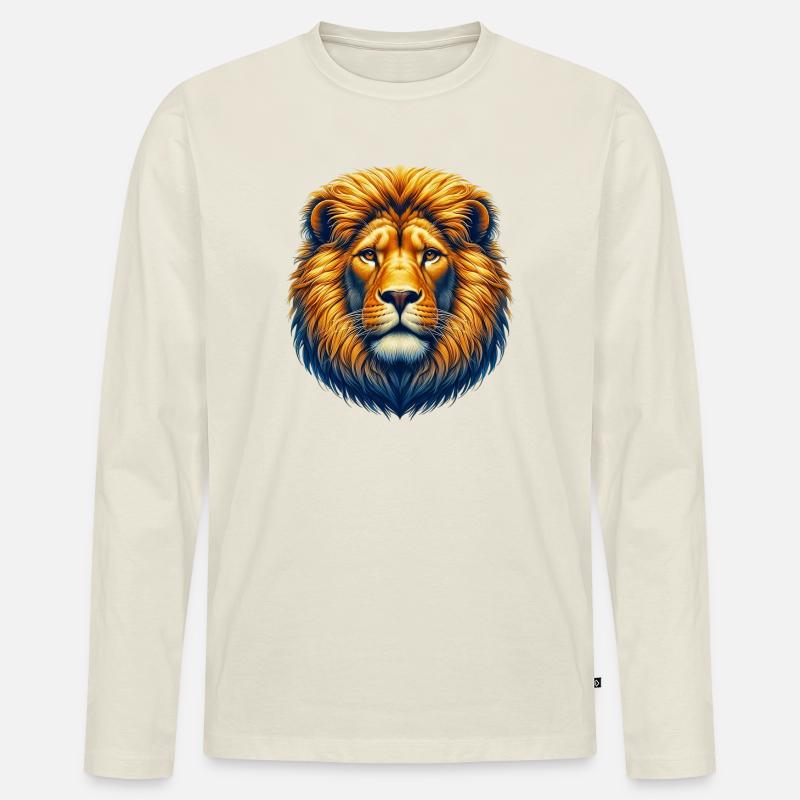Löwe - Männer Premium Bio Langarmshirt - Naturweiß