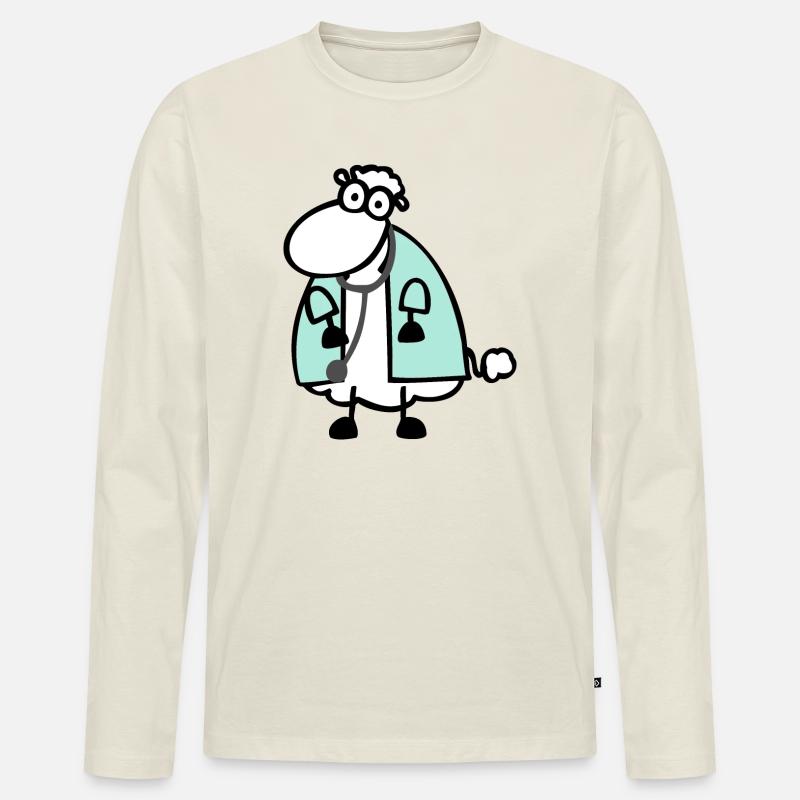 Arztschaf 2 - Männer Premium Bio Langarmshirt - Naturweiß