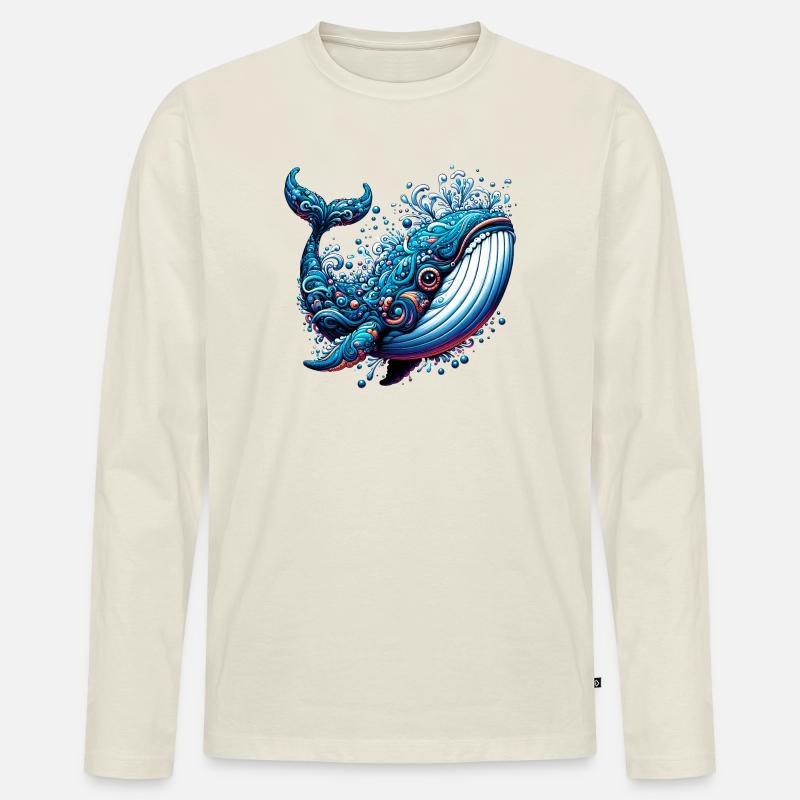 Wal - Männer Premium Bio Langarmshirt - Naturweiß