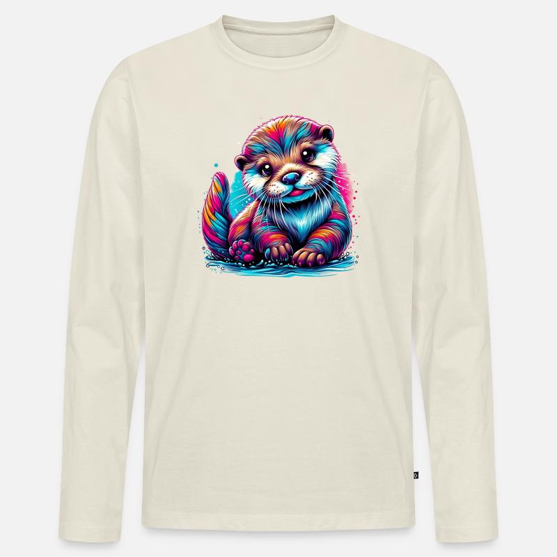 Otter - Männer Premium Bio Langarmshirt - Naturweiß