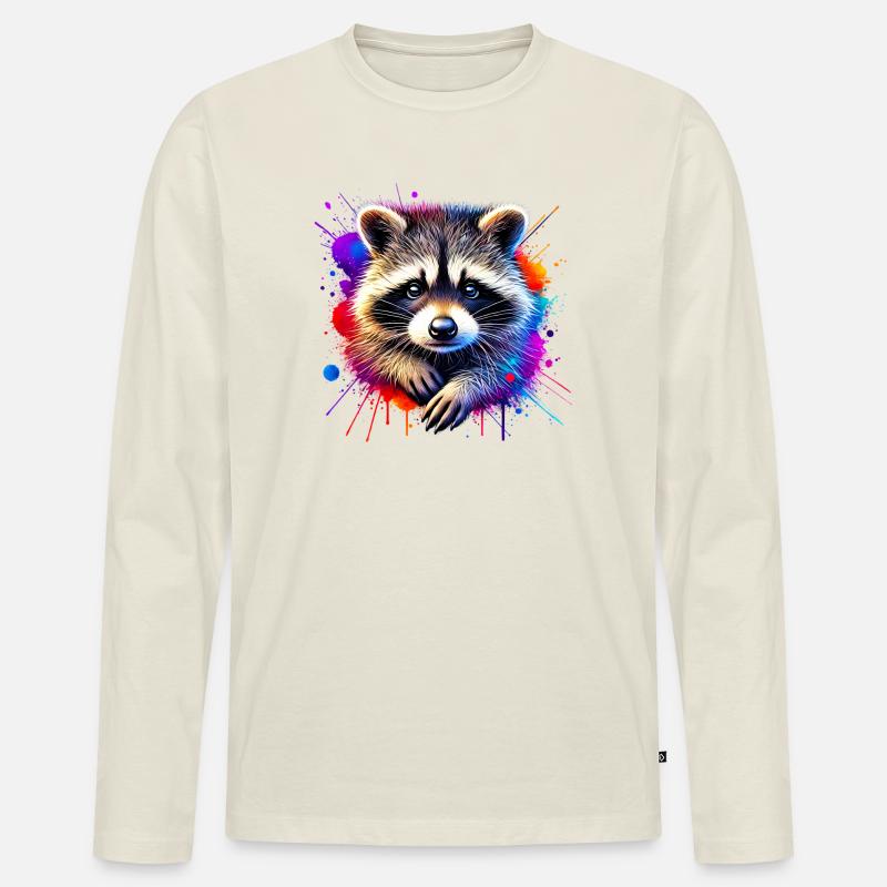 Waschbär - Männer Premium Bio Langarmshirt - Naturweiß