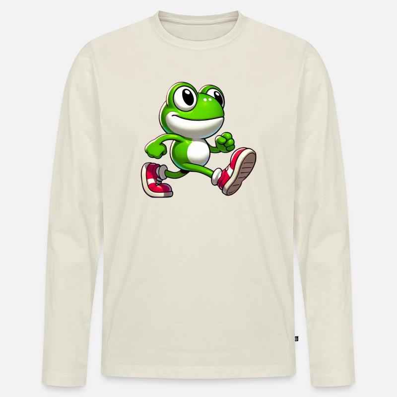 Frosch - Männer Premium Bio Langarmshirt - Naturweiß