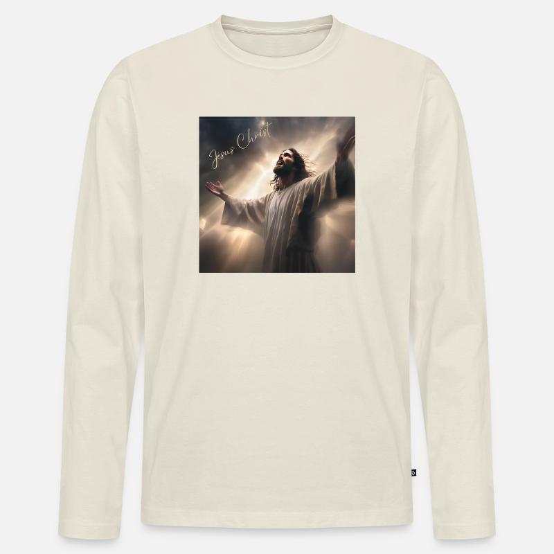 Jesus Christus, katholisch, religiös - Männer Premium Bio Langarmshirt - Naturweiß