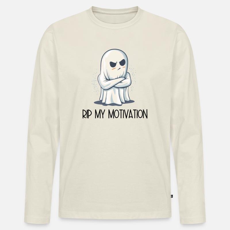 Eingeschnappter Geist – RIP MY MOTIVATION - Männer Premium Bio Langarmshirt - Naturweiß