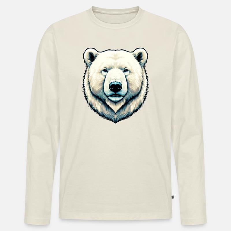 Weißer Eisbär - Männer Premium Bio Langarmshirt - Naturweiß