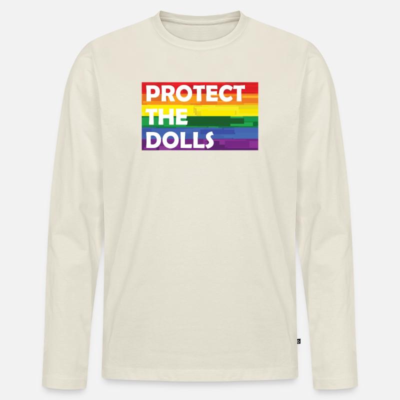 PROTECT THE DOLLS RAINBOW - Männer Premium Bio Langarmshirt - Naturweiß