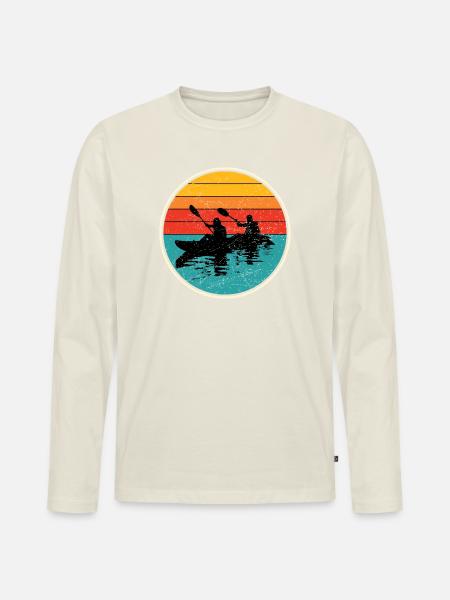 Sunset Kayak Duo Circle - Men's Premium Organic Long Sleeve Shirt - off white