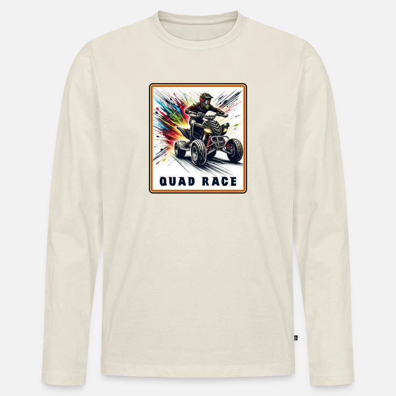 Quad Race – Speed Explosion - Männer Premium Bio Langarmshirt - Naturweiß