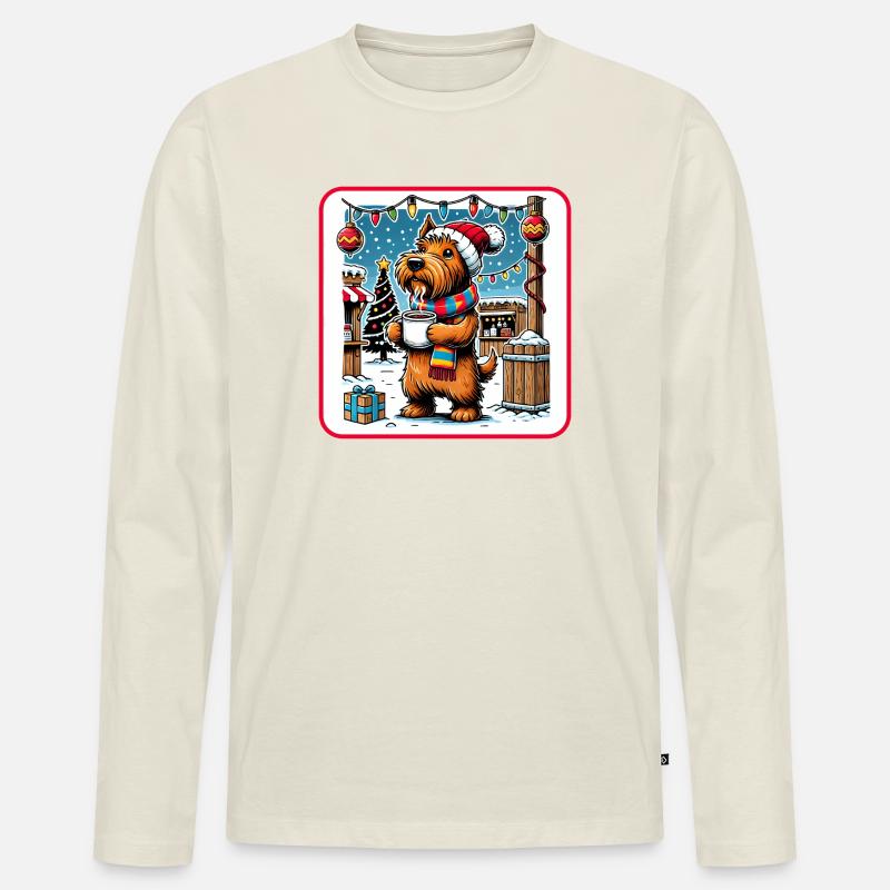 Weihnachtsmarkt Scottish Terrier - Männer Premium Bio Langarmshirt - Naturweiß