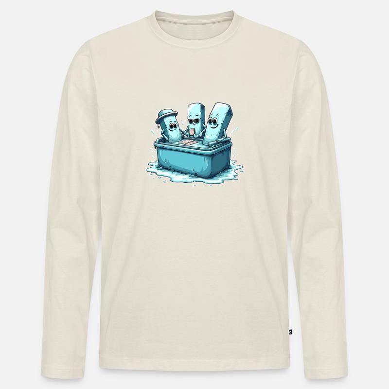 Icecube Lolly Pool Party Design - Männer Premium Bio Langarmshirt - Naturweiß