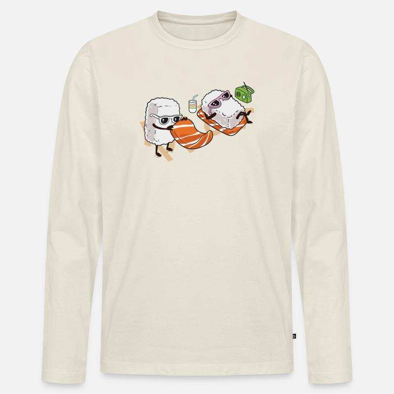 Sommer-Sushi - Männer Premium Bio Langarmshirt - Naturweiß
