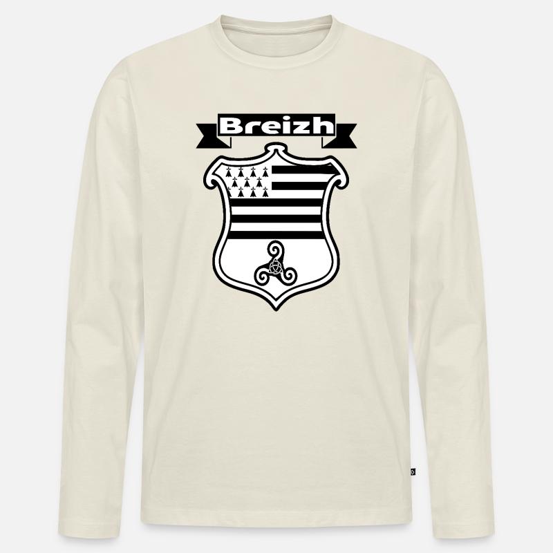 Breizh - Männer Premium Bio Langarmshirt - Naturweiß