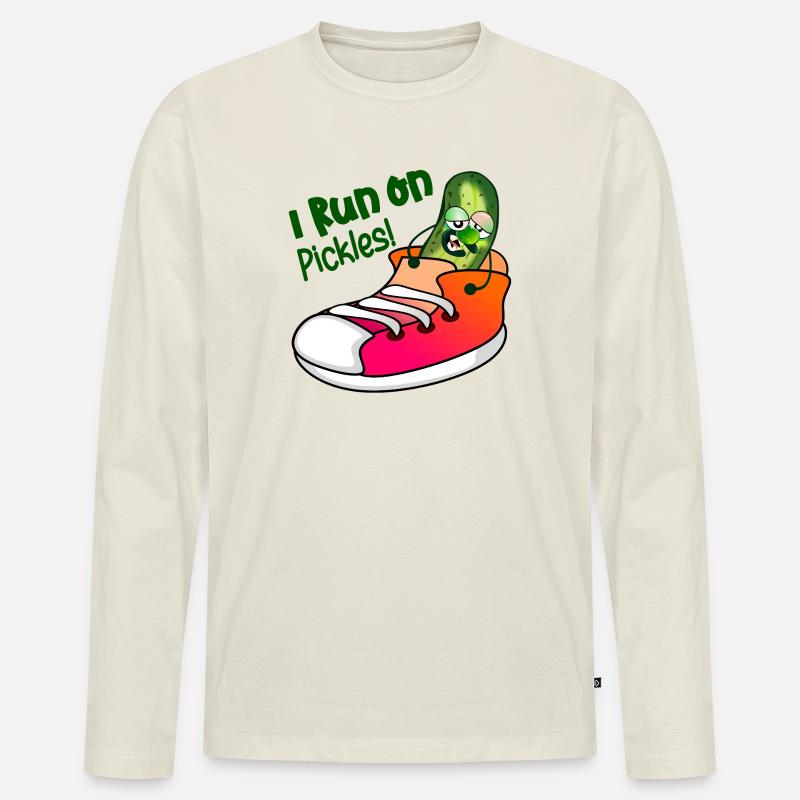 ICH LAUFE AUF GURKEN - Männer Premium Bio Langarmshirt - Naturweiß