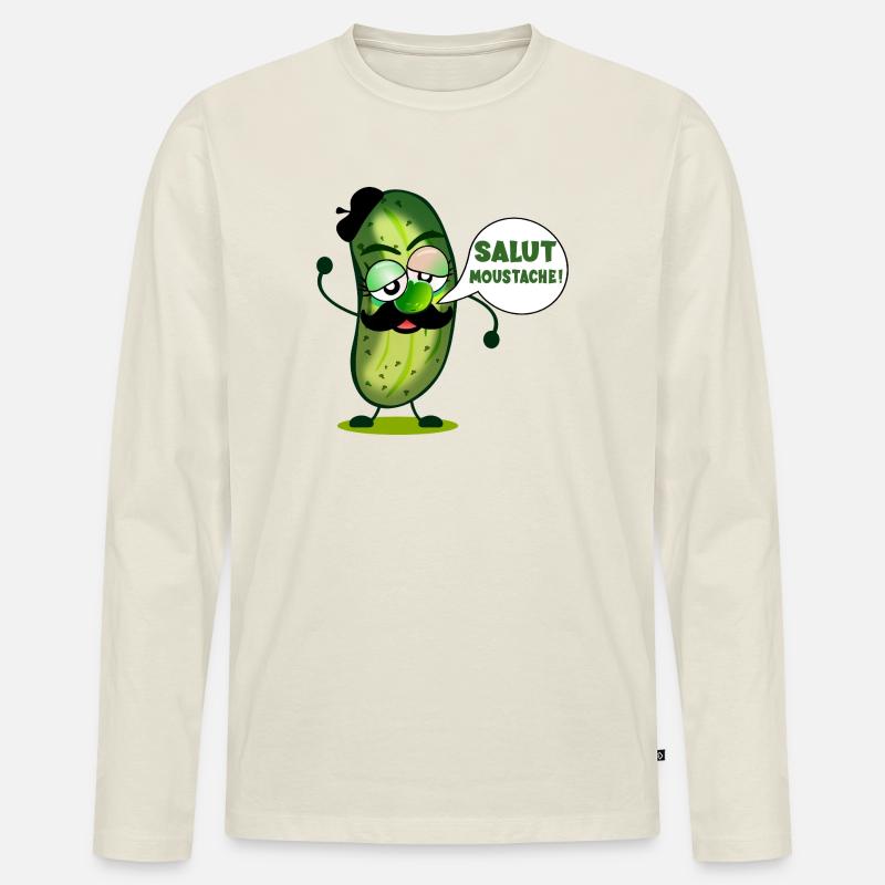 HALLO SCHNURRBART GURKEN - Männer Premium Bio Langarmshirt - Naturweiß