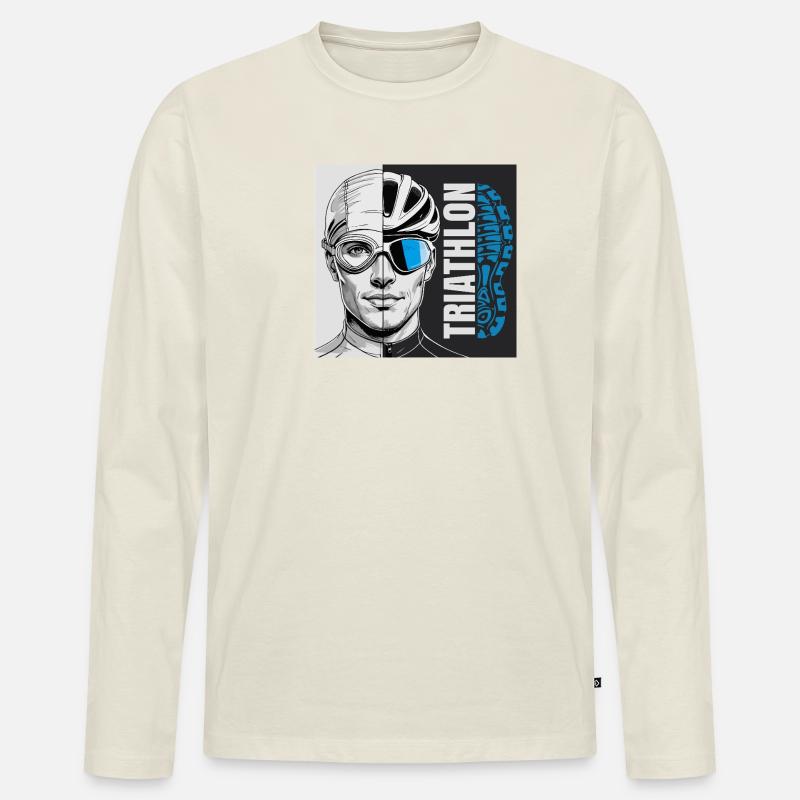 Triathlon - Männer Premium Bio Langarmshirt - Naturweiß