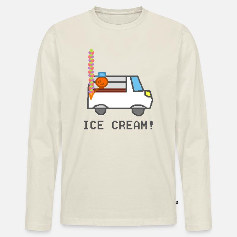 Eiswagen mit lächelnder Figur - Männer Premium Bio Langarmshirt - Naturweiß