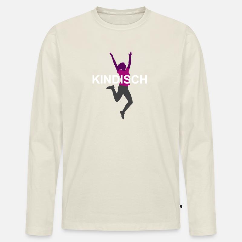 Kindisch - Männer Premium Bio Langarmshirt - Naturweiß
