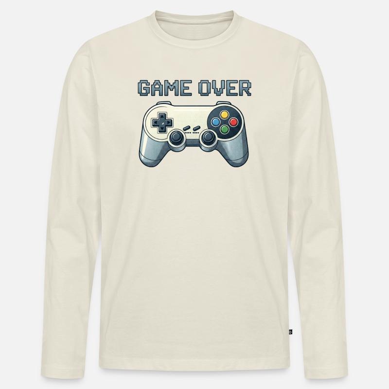 Game over - Männer Premium Bio Langarmshirt - Naturweiß