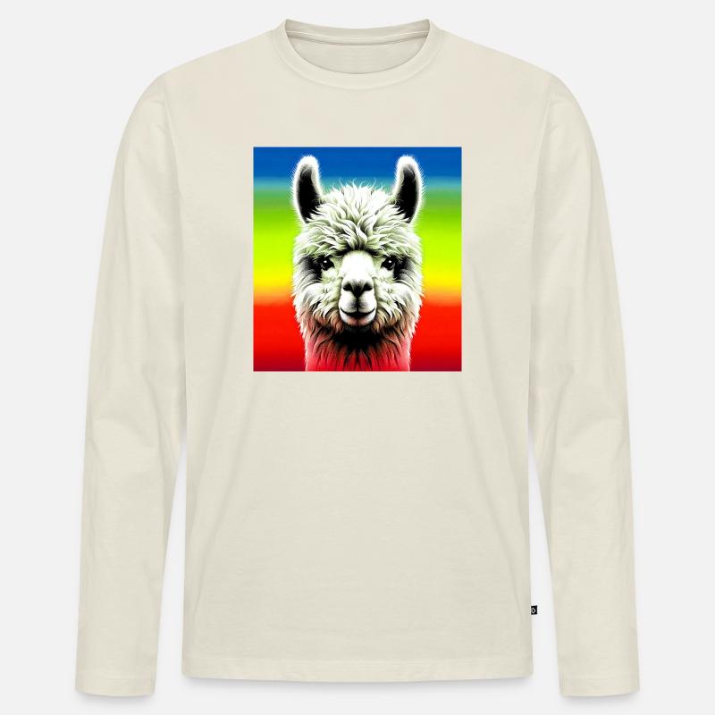 Alpaka - Männer Premium Bio Langarmshirt - Naturweiß